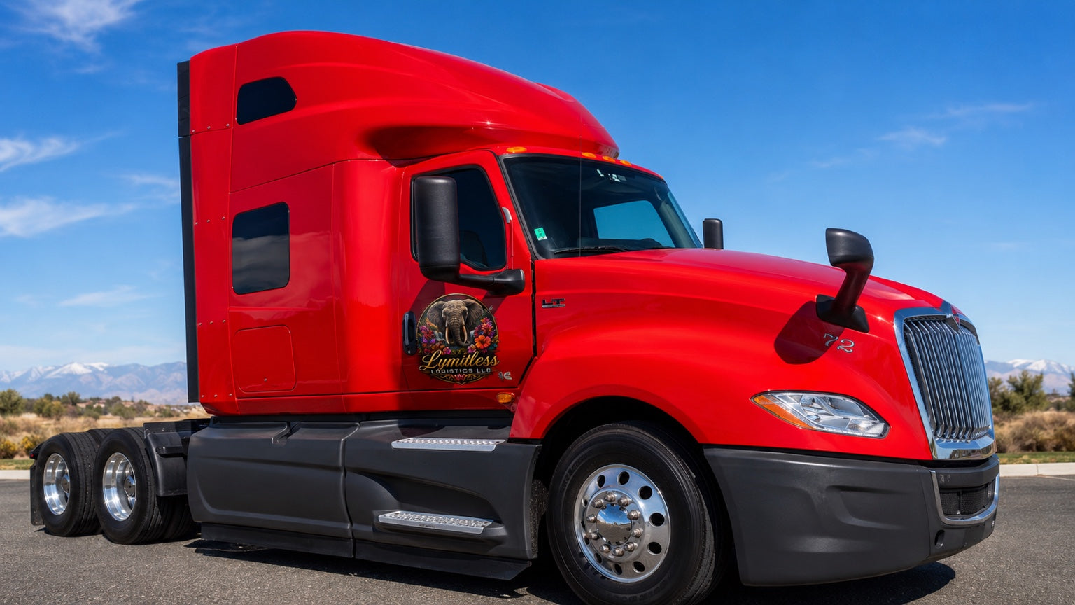 Lymitless Logistics red power-only truck available for regional transport